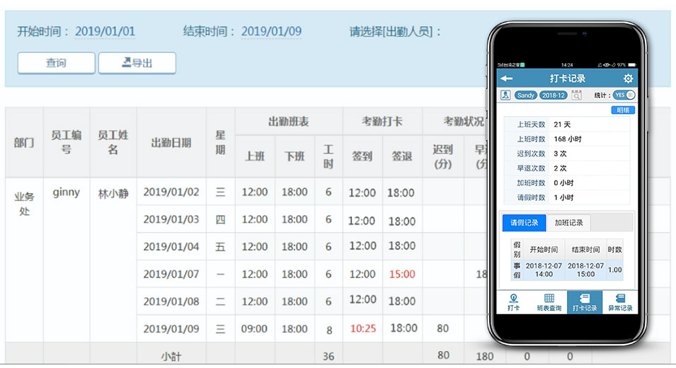 外勤筋斗云考勤纪录